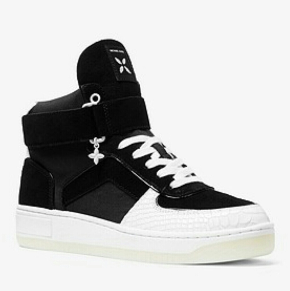 💎NWOB Michael Kors B&W High-top Sneakers - Picture 1 of 8